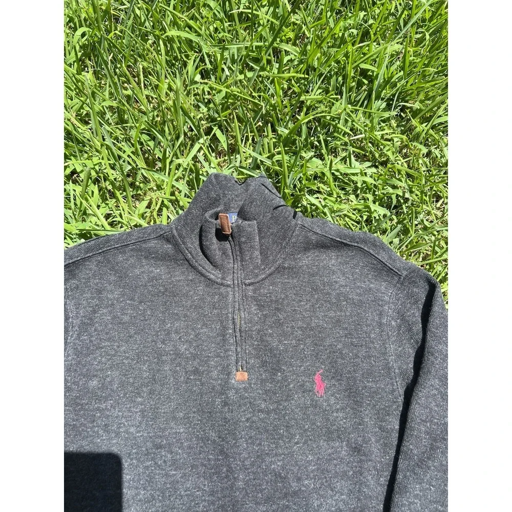 Polo Ralph Lauren Sweater Mens Small Gray Quarter Zip Pullover Pony Logo